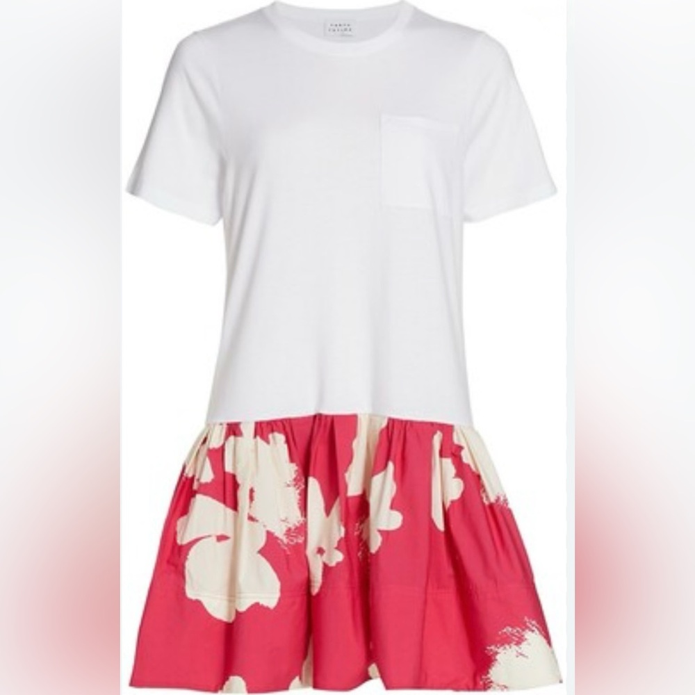 TANYA TAYLOR Katlyn T Shirt Mini Dress White Dark Pink Small SOLD OUT